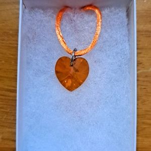 Orange Juice Crystal Heart Necklace